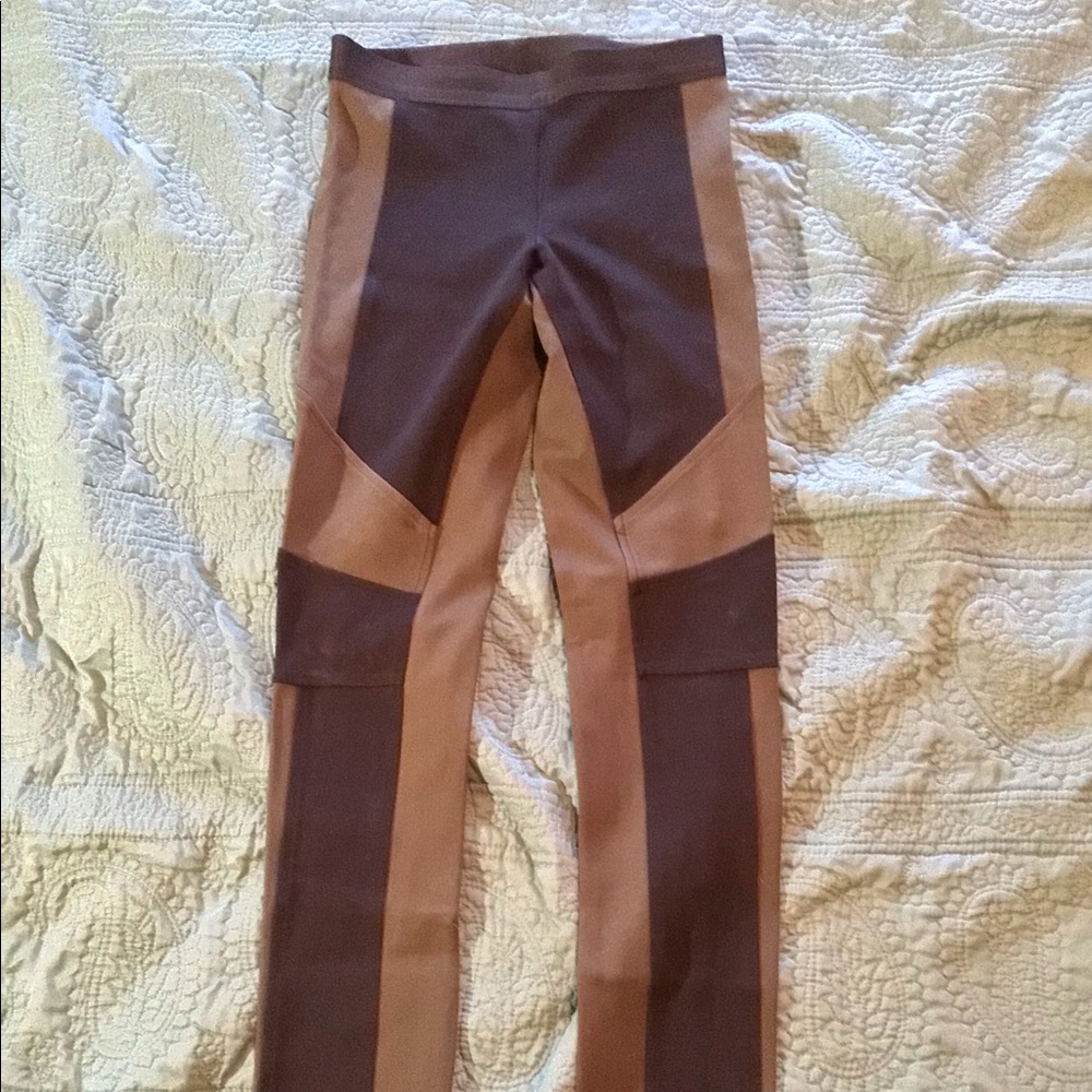 BCBG Max Azria Black/Olive Moto Style Legging, Size S
